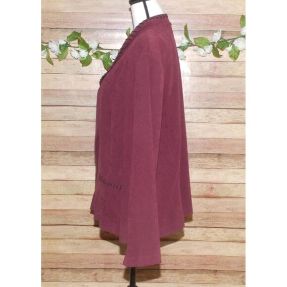 R&K Originals Vintage Plum Purple Faux Suede Button Front Jacket Size 26W Pocket - Picture 6 of 10